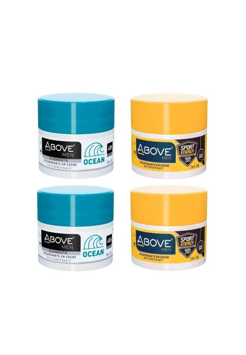 Kit 4 Creme Desodorante Above Men Ocean e Sport Energy — ABOVE