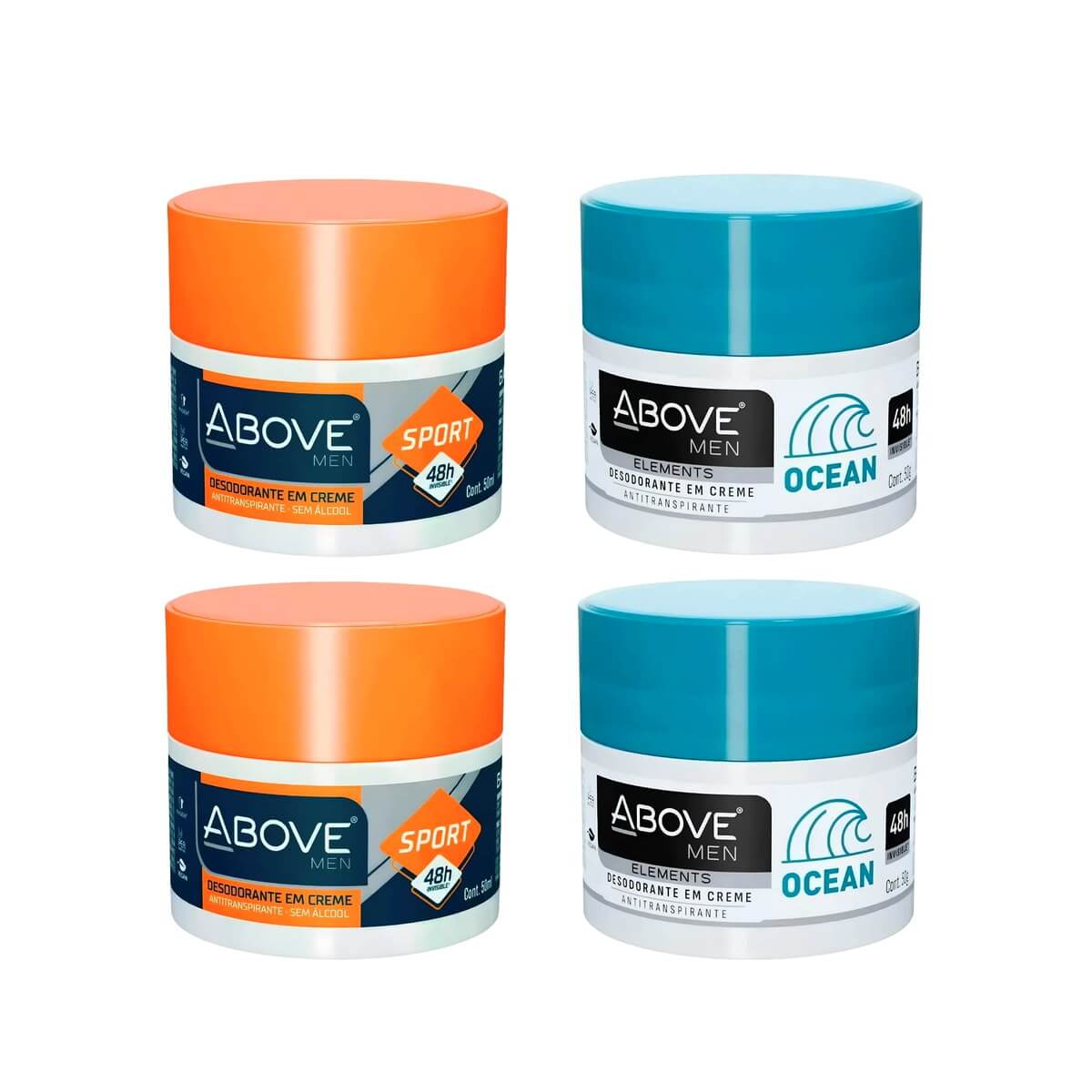 Kit 4 Desodorante Creme Above Men - 2 Sport + 2 Ocean — ABOVE