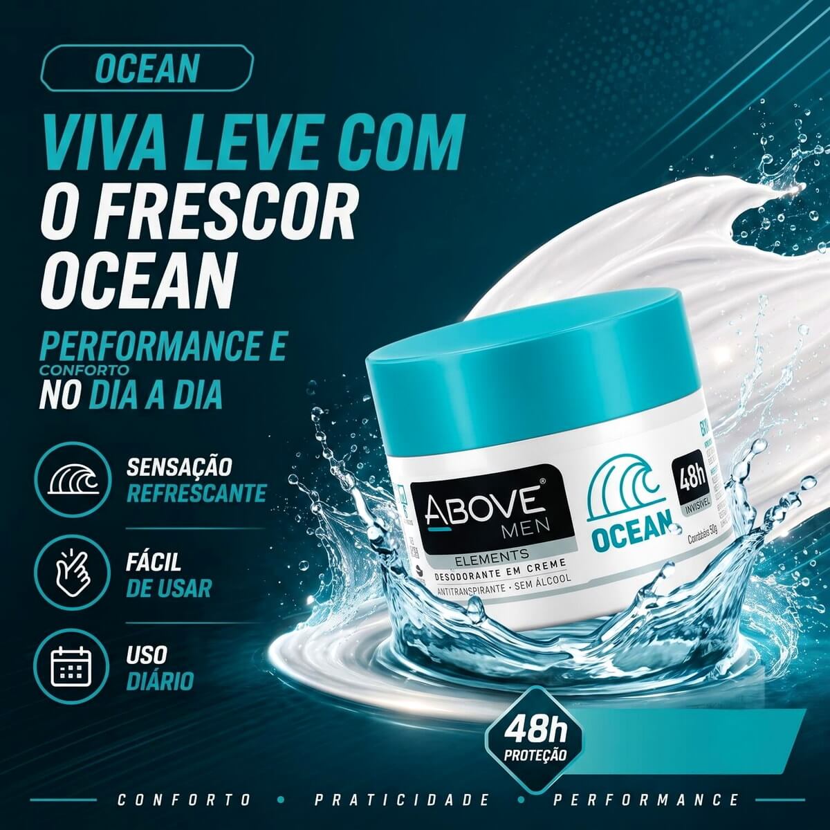 Kit 3 Desodorante Creme Above Men Ocean 48h — ABOVE