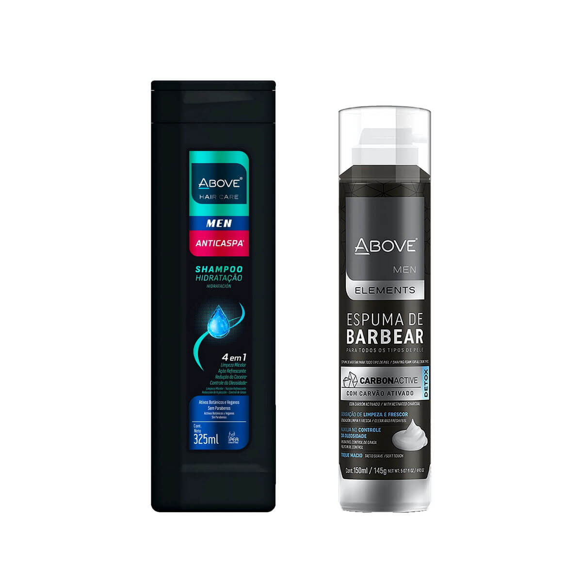 Kit Above Men - Shampoo Anticaspa + Espuma de Barbear Carvão — ABOVE