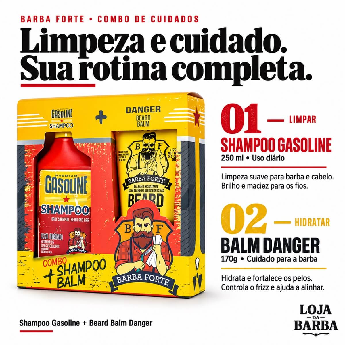 Combo Barba Forte Shampoo Gasoline + Balm Danger — BARBA FORTE