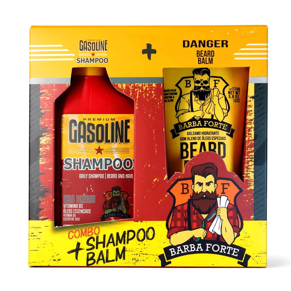 Combo Barba Forte Shampoo Gasoline + Balm Danger — BARBA FORTE