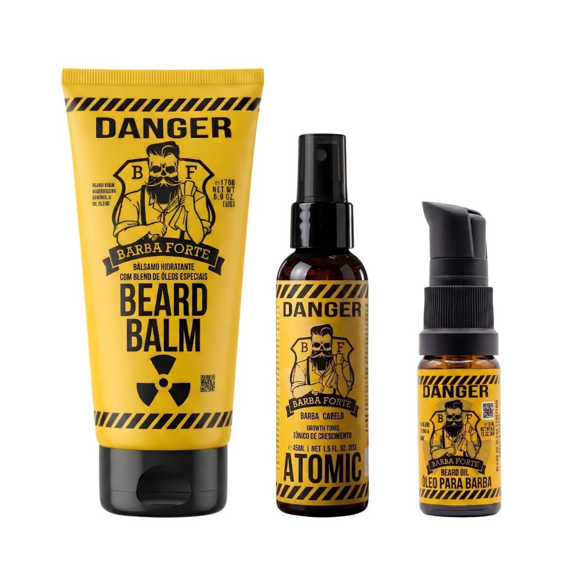 Kit Barba Forte Danger - Balm + Óleo + Tônico Atomic — BARBA FORTE