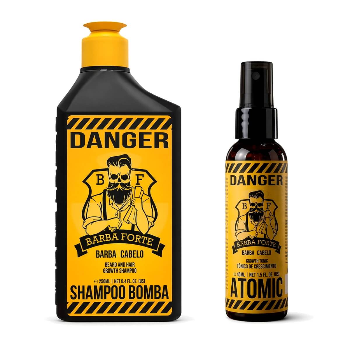 Kit Danger Barba Forte - Shampoo Bomba + Tônico Atomic — BARBA FORTE