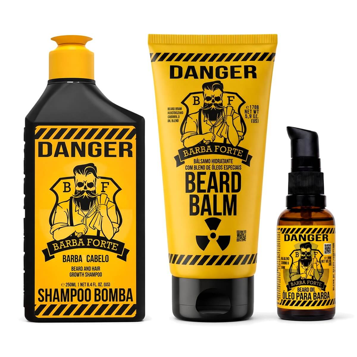 Kit para Barba Danger Barba Forte Shampoo Balm e Óleo — BARBA FORTE