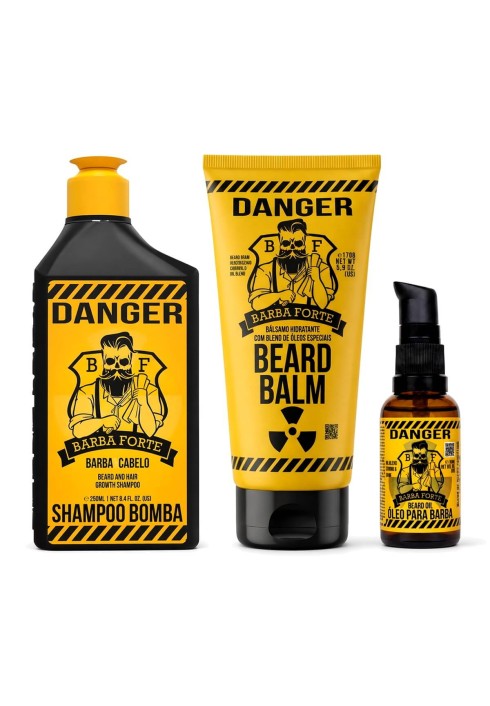 Kit para Barba Danger Barba Forte Shampoo Balm e Óleo — BARBA FORTE