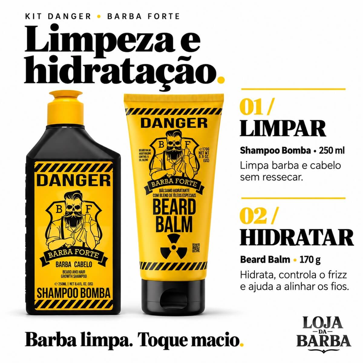 Kit para Barba Shampoo e Balm Danger Barba Forte — BARBA FORTE