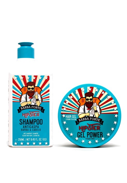 Kit Hipster Barba Forte - Shampoo Anticaspa + Gel Power — BARBA FORTE