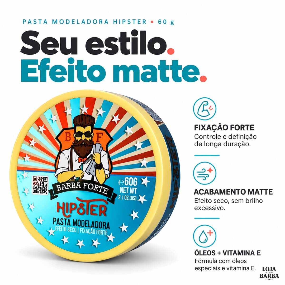 Pasta Modeladora Barba Forte Hipster 60g — BARBA FORTE
