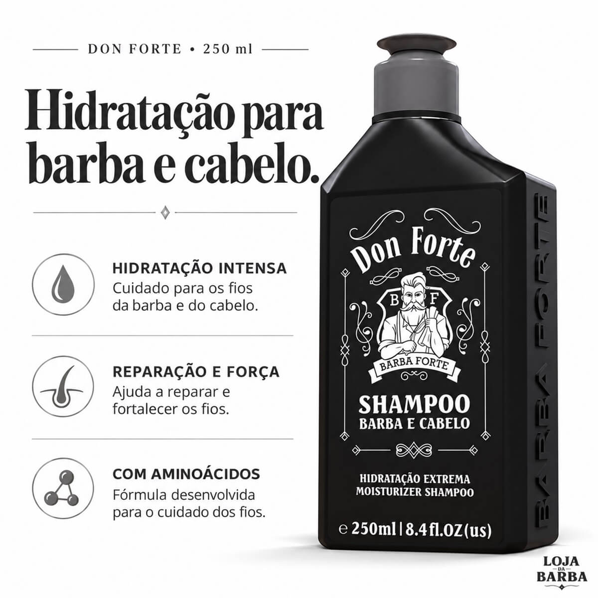 Shampoo Hidratação Extrema Don Forte Barba Forte 250ml — BARBA FORTE