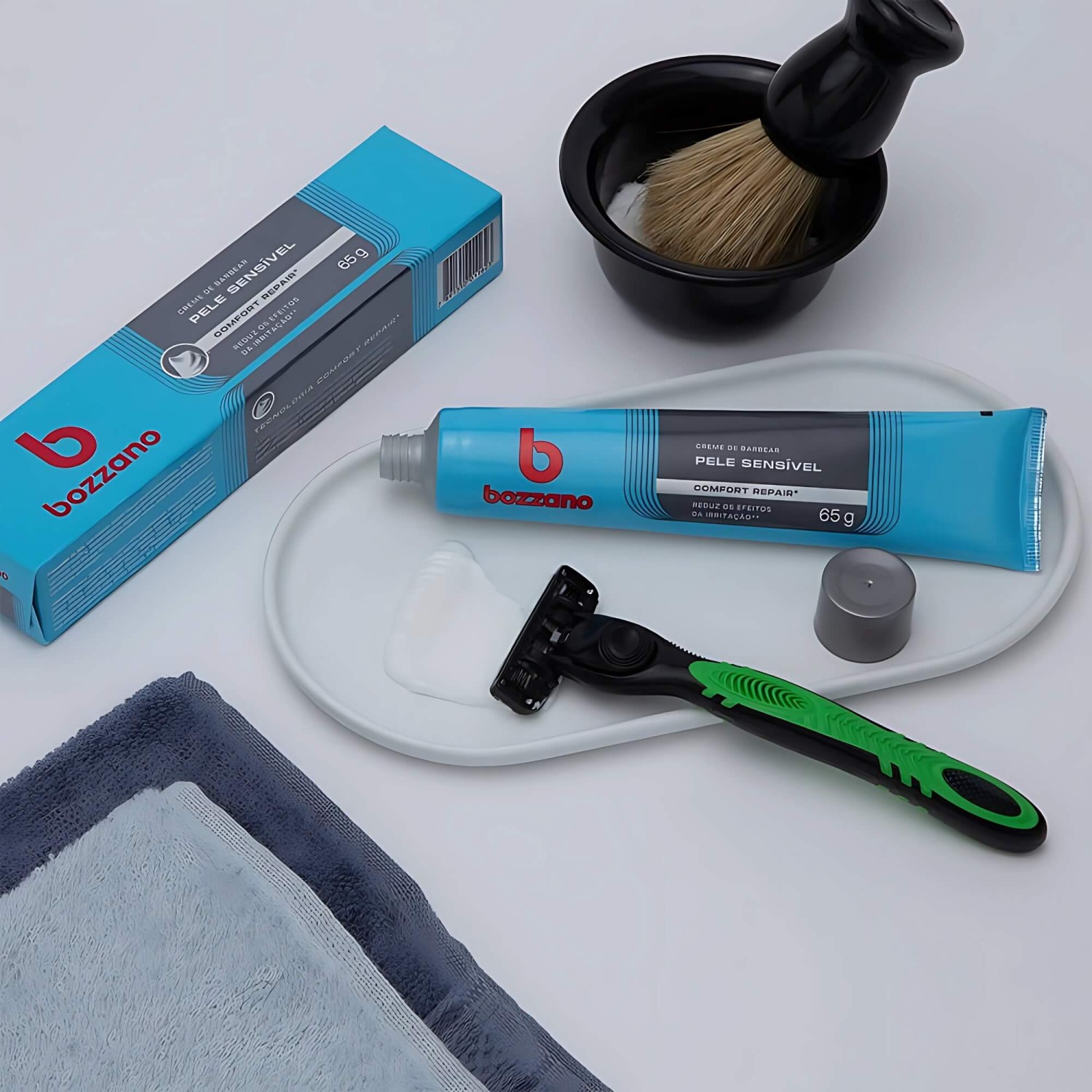 Kit 12 Unidades Creme de Barbear Bozzano Pele Sensível 65g — BOZZANO