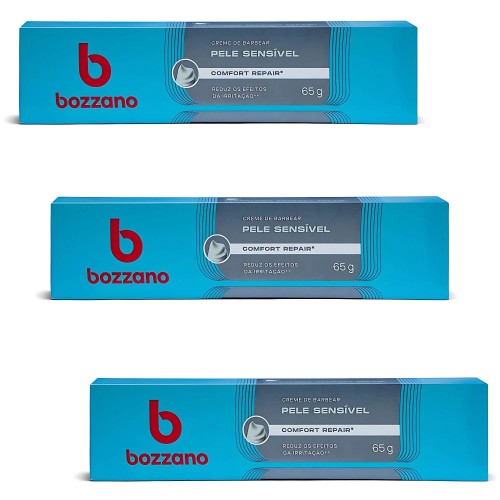 Creme de Barbear Bozzano Pele Sensível 65g - Kit 3 unidades