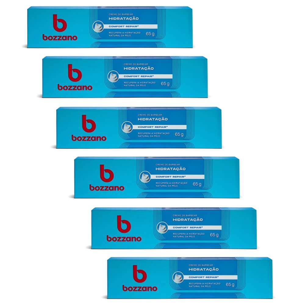 Kit 6 Unidades Creme de Barbear Bozzano Hidratação 65g — BOZZANO
