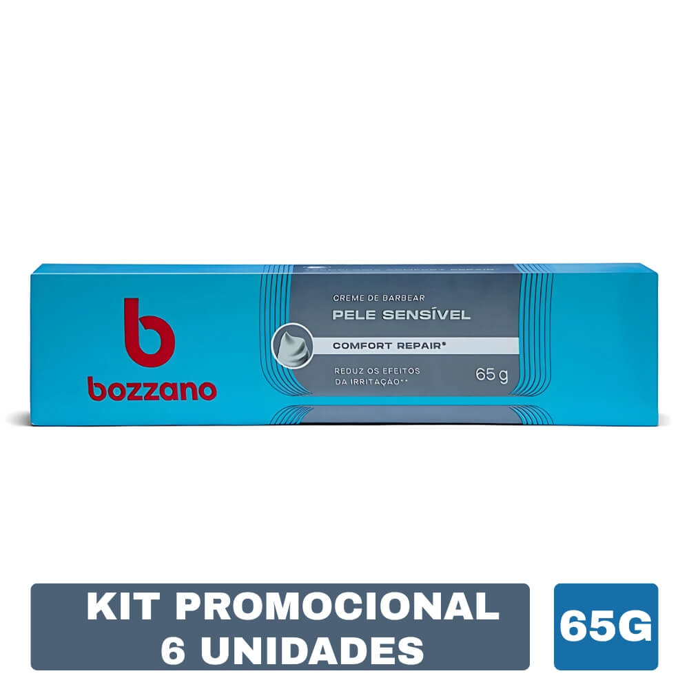 Kit 6 Unidades Creme de Barbear Bozzano Pele Sensível 65g — BOZZANO