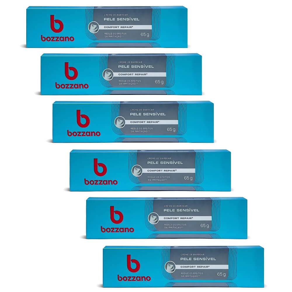 Kit 6 Unidades Creme de Barbear Bozzano Pele Sensível 65g — BOZZANO