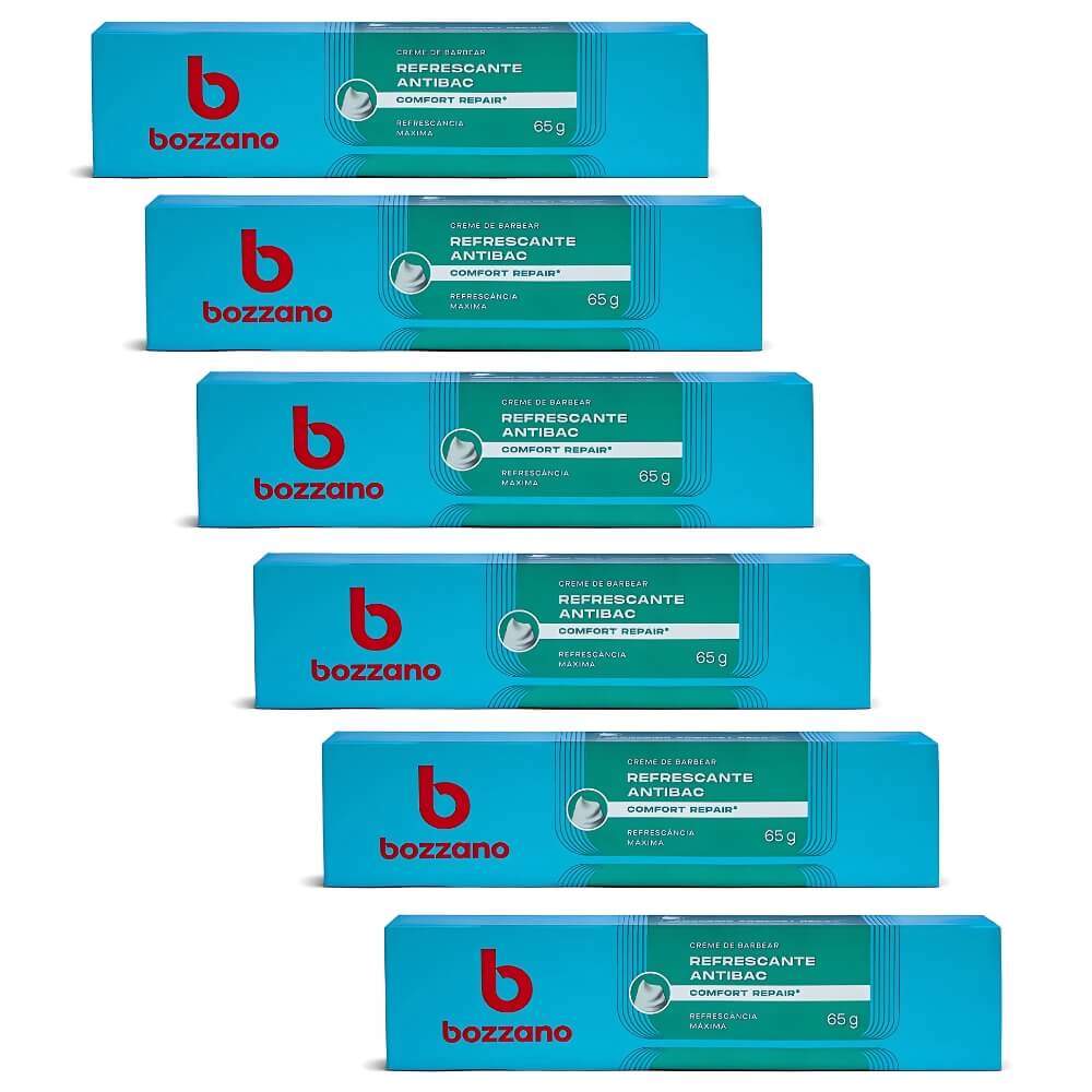 Kit 6 Unidades Creme de Barbear Bozzano Refrescante 65g — BOZZANO