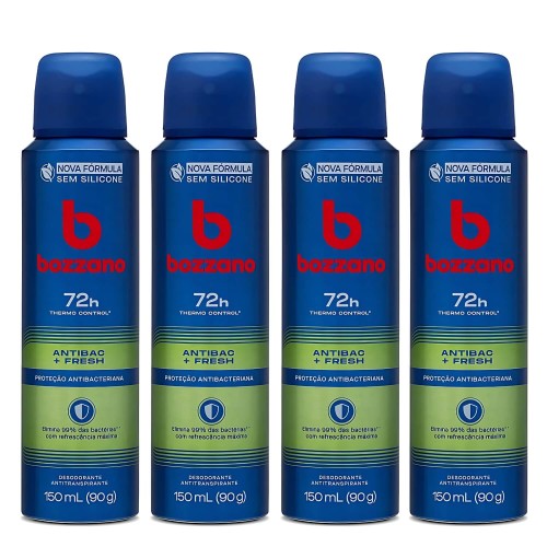 Kit 4 Unidades Desodorante Antitranspirante Bozzano Antibac Fresh Kit 4 Unidades Desodorante Antitranspirante Bozzano Antibac Fresh