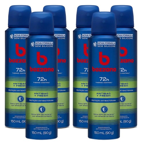 Kit 6 Unidades Desodorante Antitranspirante Bozzano Antibac Fresh