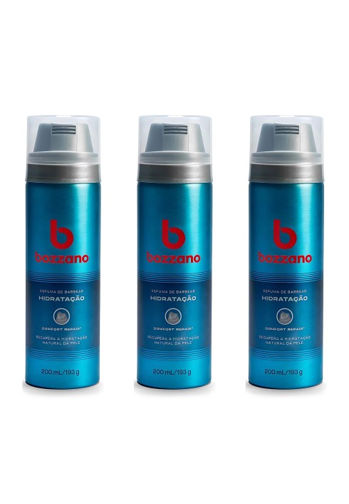 Kit 3 Espumas de Barbear Bozzano Hidratação 200ml — BOZZANO
