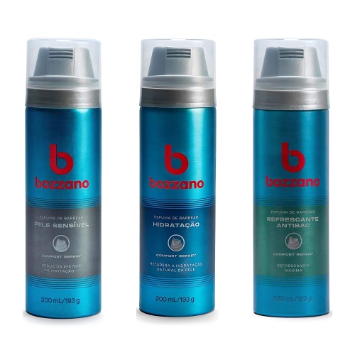 Espuma de Barbear Bozzano - Refrescante + Sensível + Hidratação