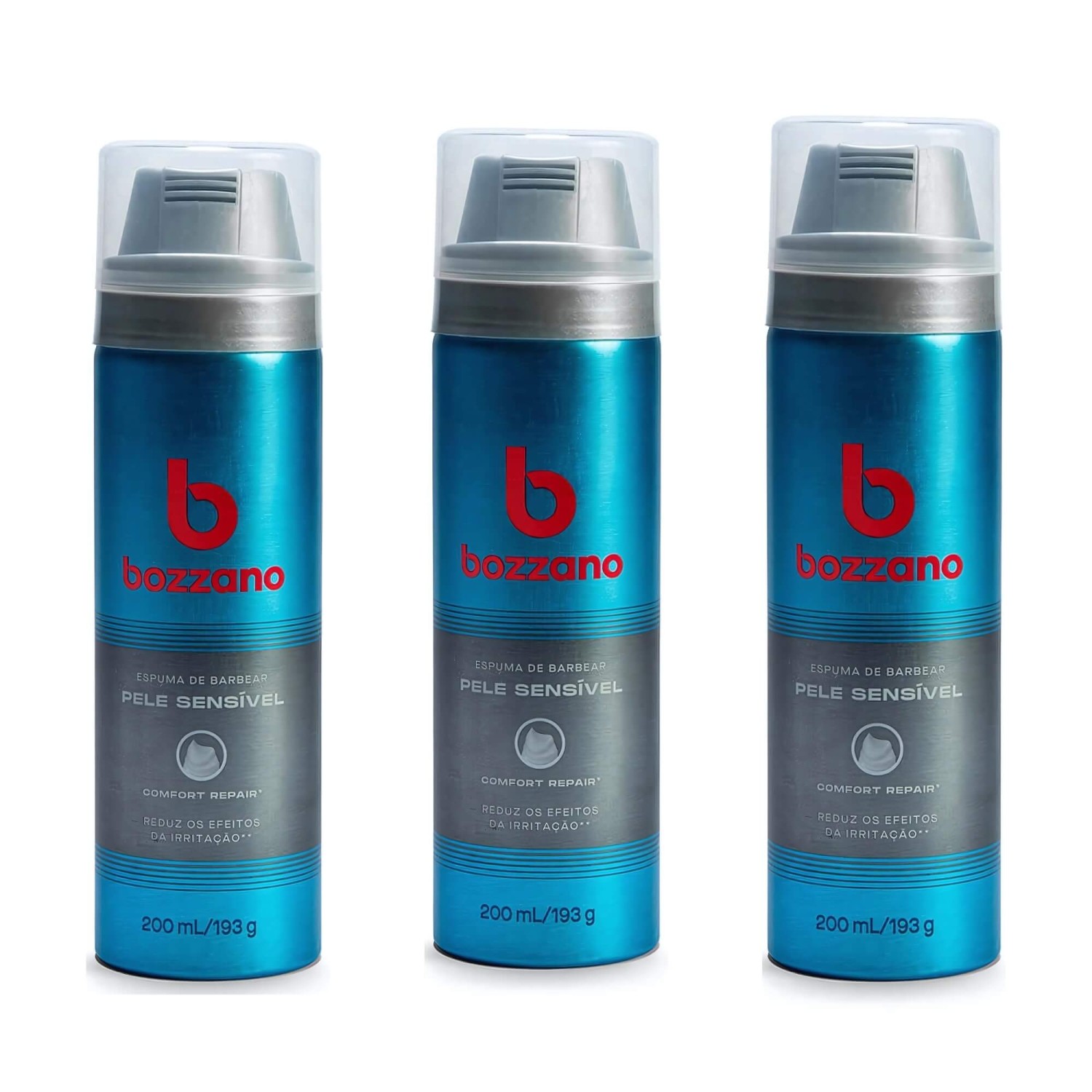 Kit 3 Espumas de Barbear Bozzano Pele Sensível 200ml — BOZZANO