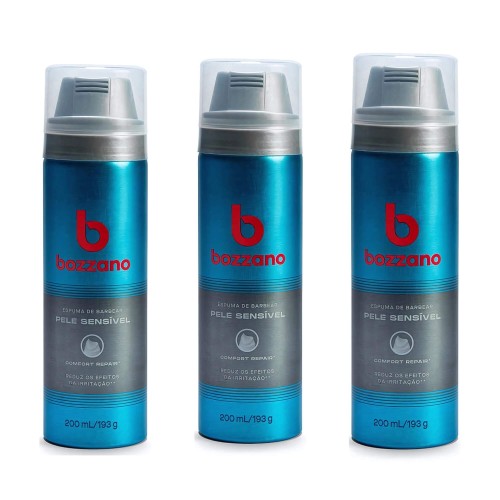 Espuma de Barbear Bozzano Pele Sensível 200ml - 3 unidades