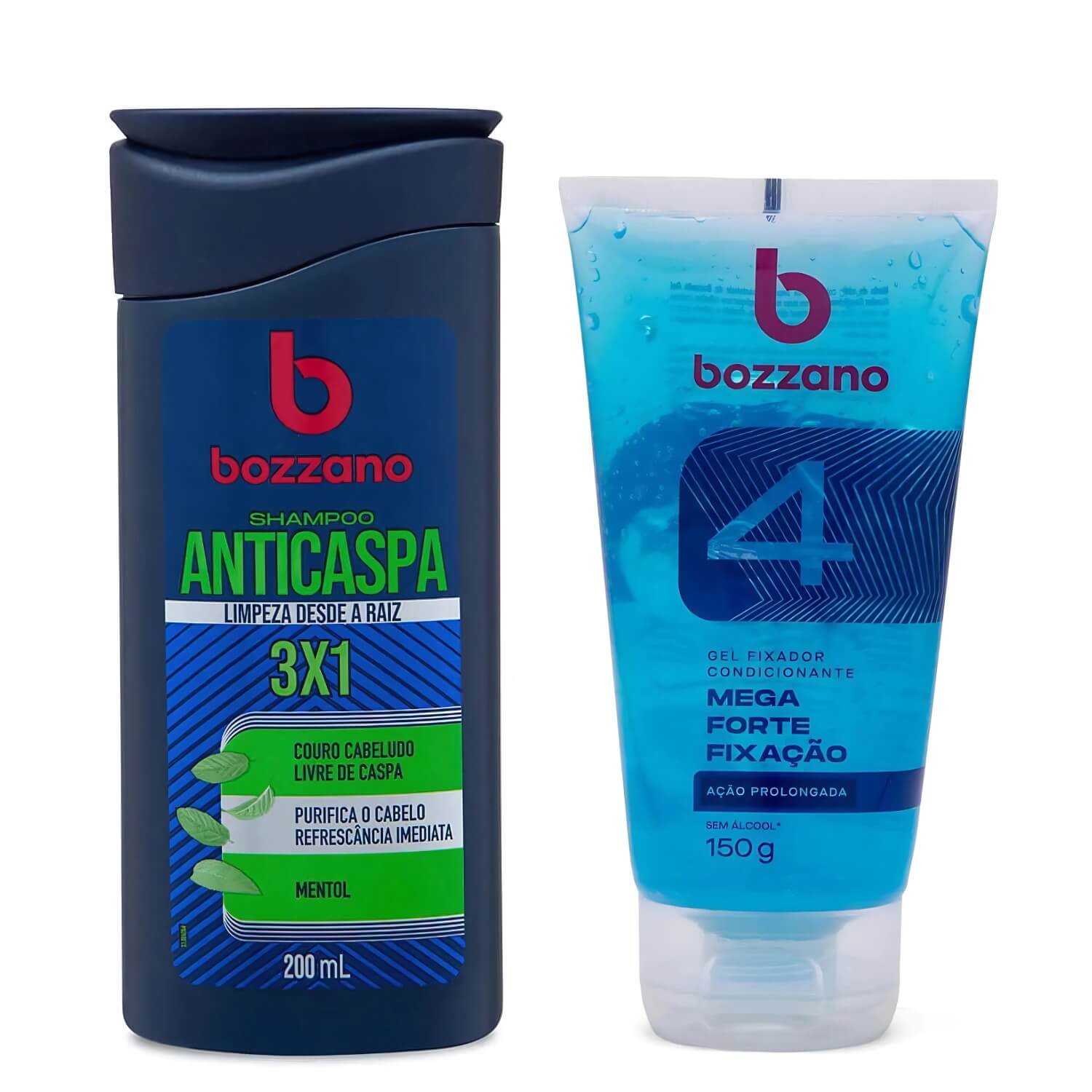 Kit Bozzano Shampoo Anticaspa 200ml + Gel Fixador Mega Forte 150g — BOZZANO