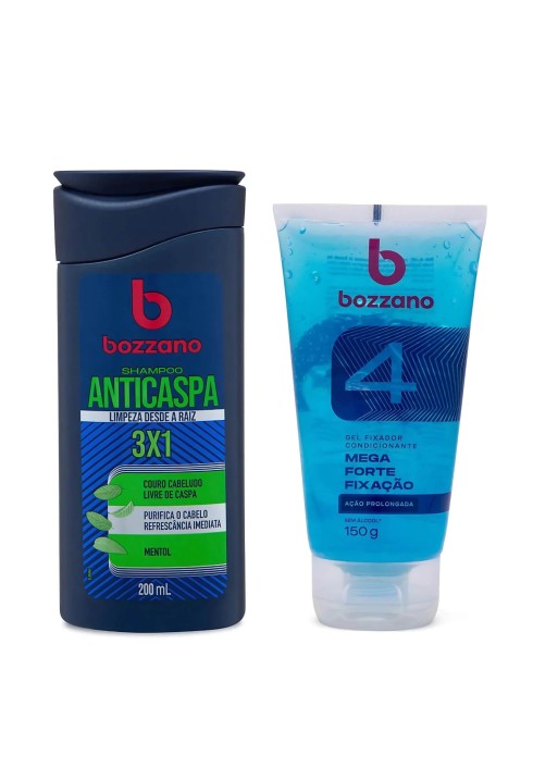 Kit Bozzano Shampoo Anticaspa 200ml + Gel Fixador Mega Forte 150g — BOZZANO