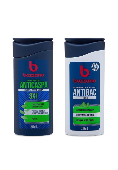 Kit Bozzano: Shampoo 3 em 1 Anticaspa 200ml + Sabonete Líquido Fresh 240ml — BOZZANO