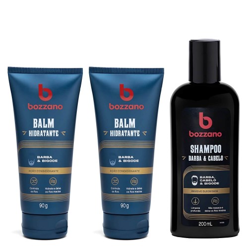 Kit 2 Balm para Barba + Shampoo para Barba e Cabelo Bozzano