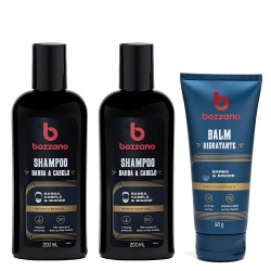 Kit 2 Shampoo para Barba e Cabelo +  Balm para Barba Bozzano