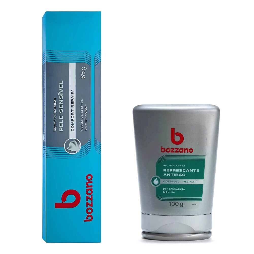 Kit Creme de Barbear Pele Sensível e Gel Pós Barba Bozzano — BOZZANO