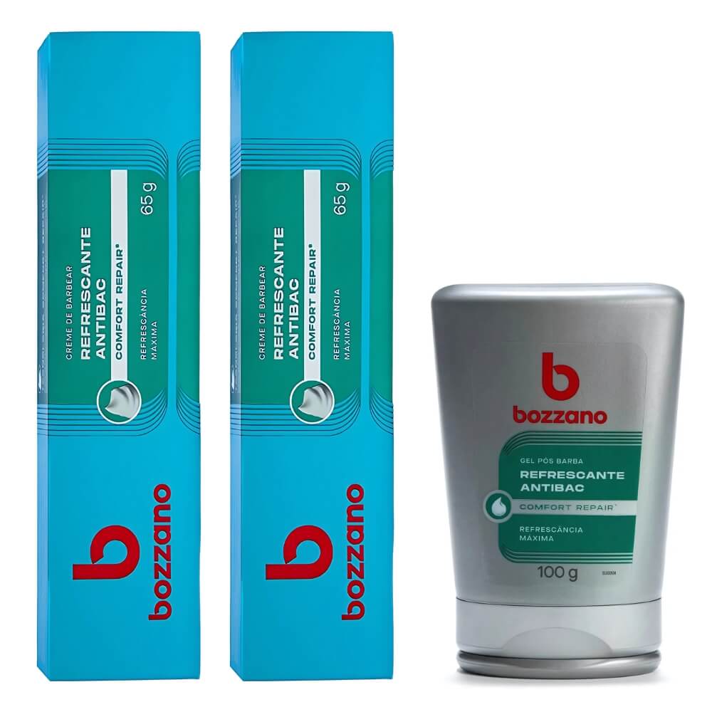 Kit Bozzano: 2 Cremes de Barbear Antibac + 1 Gel Pós Barba Refrescante 100ml — BOZZANO