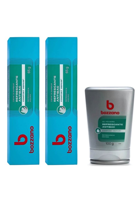 Kit Bozzano: 2 Cremes de Barbear Antibac + 1 Gel Pós Barba Refrescante 100ml — BOZZANO