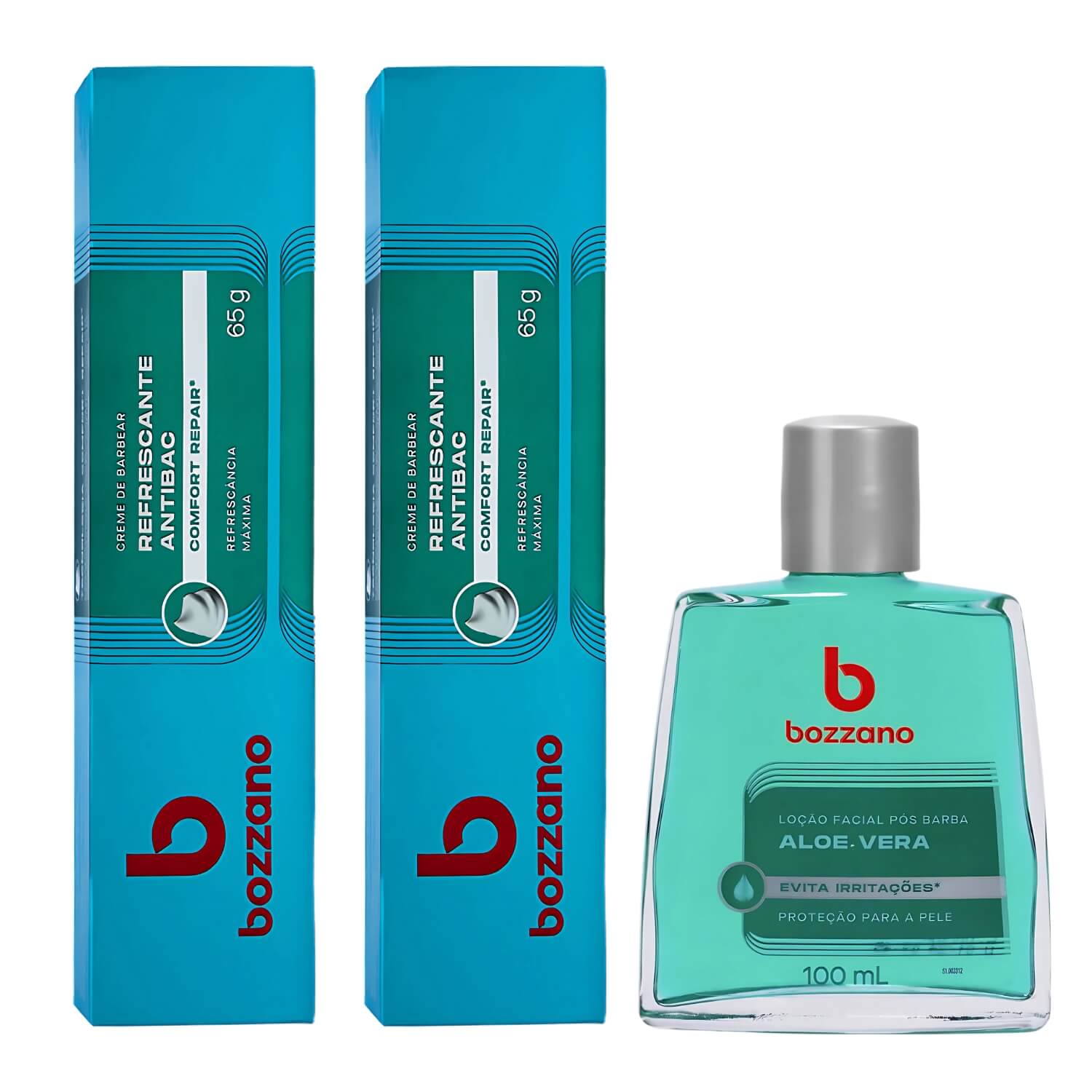 Kit 2 Unidades Creme de Barbear Refrescante e Loção Pós Barba Bozzano Aloe Vera — BOZZANO