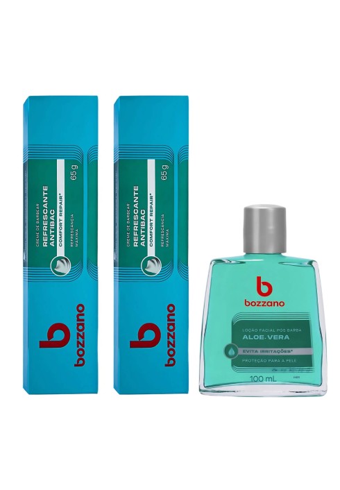 Kit 2 Unidades Creme de Barbear Refrescante e Loção Pós Barba Bozzano Aloe Vera — BOZZANO