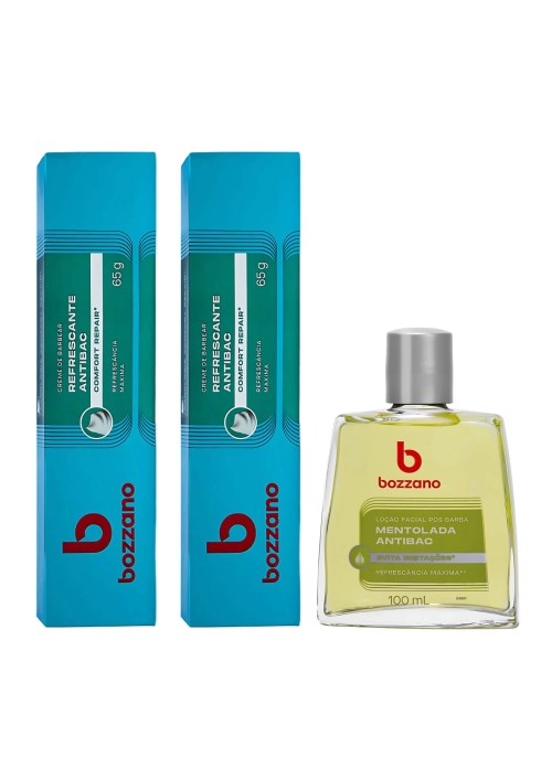 Kit 2 Unidades Creme de Barbear e Loção Pós Barba Bozzano Refrescante Antibac — BOZZANO