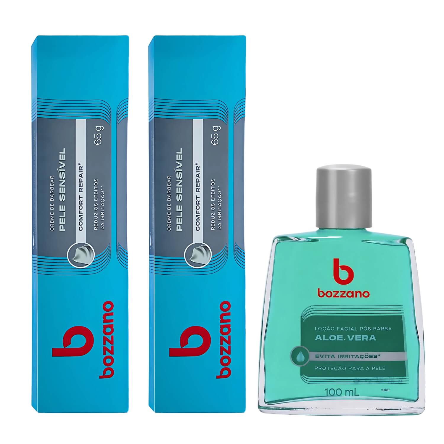 Kit 2x Creme de Barbear Pele Sensível e Loção Pós Barba Bozzano Aloe Vera — BOZZANO