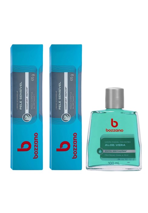 Kit 2x Creme de Barbear Pele Sensível e Loção Pós Barba Bozzano Aloe Vera — BOZZANO