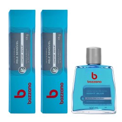 Kit 2 Creme de Barbear Pele Sensível e Loção Pós Barba Bozzano Night Blue
