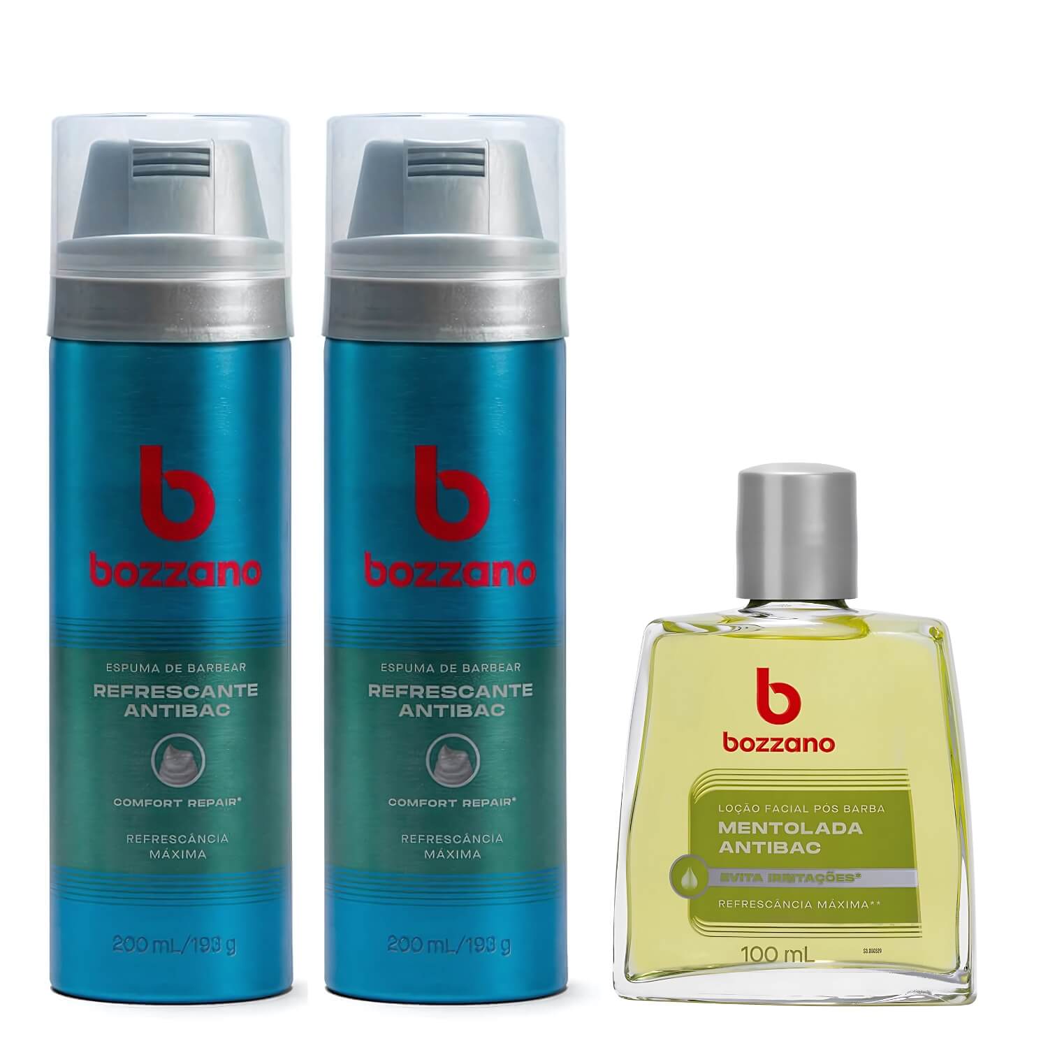 Kit 2 Espuma de Barbear e Loção Pós Barba Bozzano Mentolada Antibac — BOZZANO