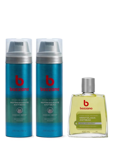 Kit 2 Espuma de Barbear e Loção Pós Barba Bozzano Mentolada Antibac — BOZZANO