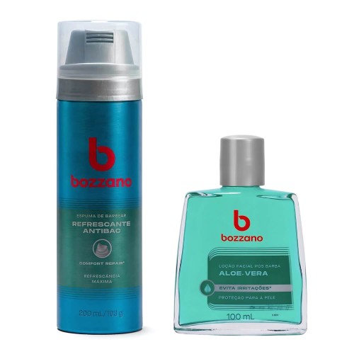 Kit Espuma de Barbear Refrescante e Loção Pós Barba Bozzano Aloe Vera