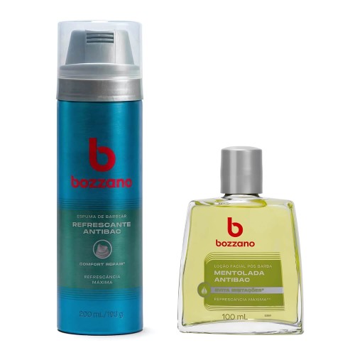 Espuma de Barbear e Loção Pós Barba Bozzano Mentolada Antibac