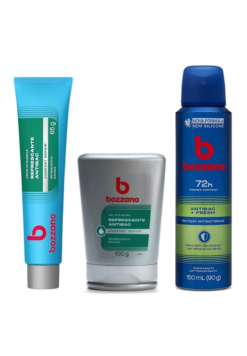 Kit Bozzano Antibac: Creme de Barbear, Gel Pós-Barba e Desodorante 72h — BOZZANO