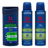 Kit Bozzano: 1 Shampoo Anticaspa 200ml + 2 Desodorantes Antibac 72h — BOZZANO