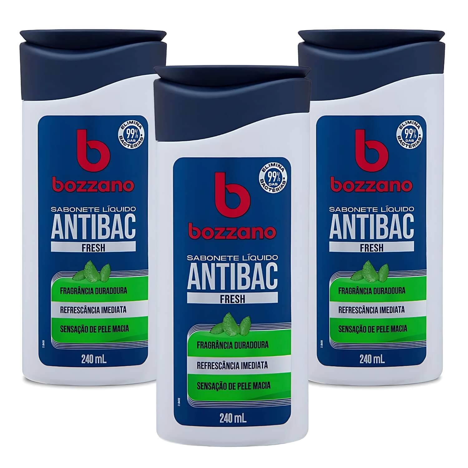 Kit 3 Unidades Sabonete Líquido Bozzano Antibac Fresh 240ml — BOZZANO