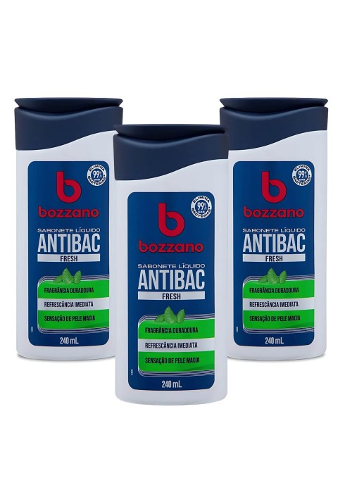 Kit 3 Unidades Sabonete Líquido Bozzano Antibac Fresh 240ml — BOZZANO
