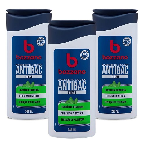 Kit 3 Unidades Sabonete Líquido Bozzano Antibac Fresh 240ml Kit 3 Unidades Sabonete Líquido Bozzano Antibac Fresh 240ml