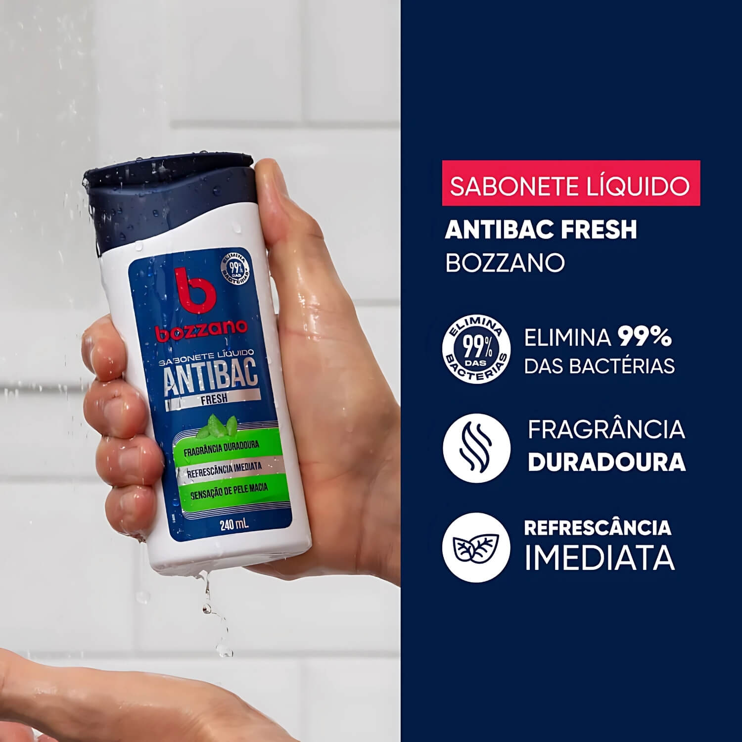 Kit 3 Unidades Sabonete Líquido Bozzano Antibac Fresh 240ml — BOZZANO